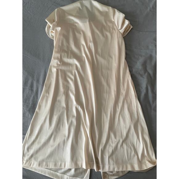 Vintage JCPenney Nylon Robe Size M Ivory Bath Casual Housecoat - Picture 4 of 8
